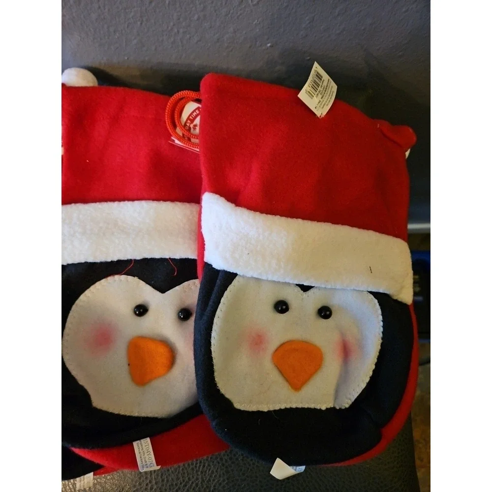 Christmas Gift Bags set of 4 reusable‎ Cotton cloth Craft Bags Draw String Bags